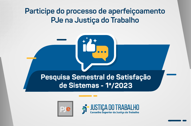 Imagem de uma arte ilustrativa sobre a pesquisa de satisfação do PJe