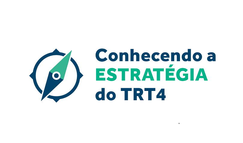 Logomarca Conhecendo a Estratégia, com a ilustração de uma bússola em azul e verde