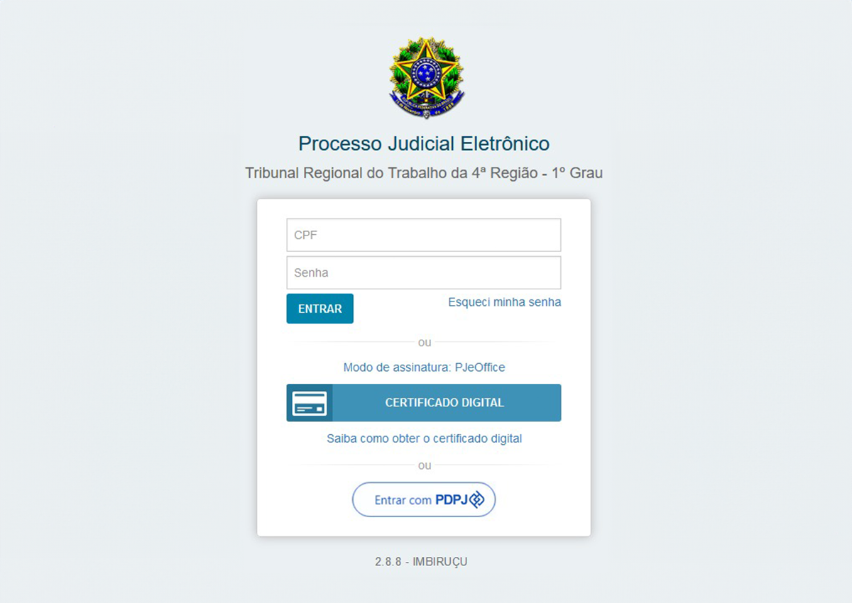 imagem ilustrativa do primeiro passo para acessar o PJe sem token