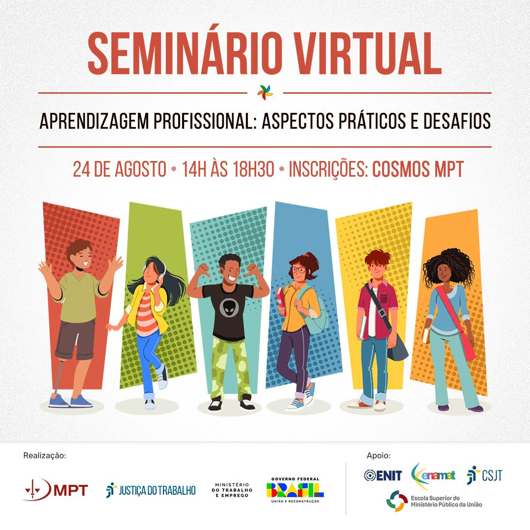 Cartaz de divulgação trazendo informações gerais do evento descritas na notícia, ilustrada com um grupo de jovens.