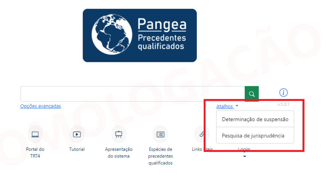 Opções de PESQUISA no  