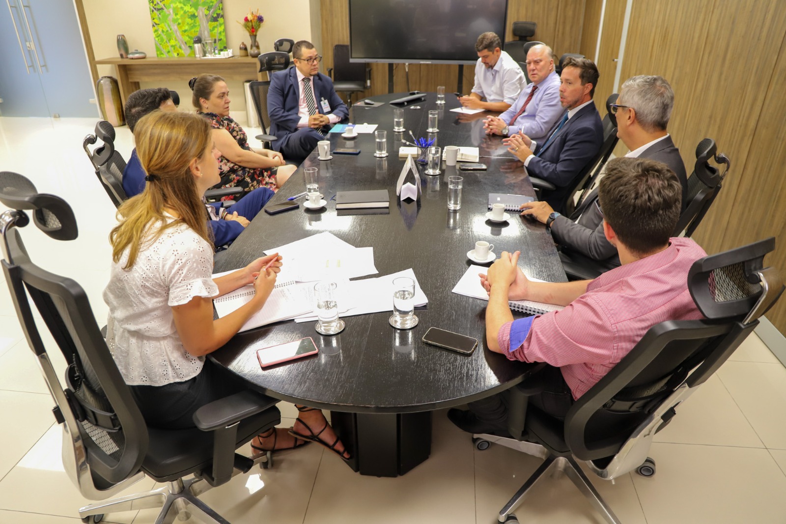 Foto da reunião de representantes do TRT com o superintendente da SPU