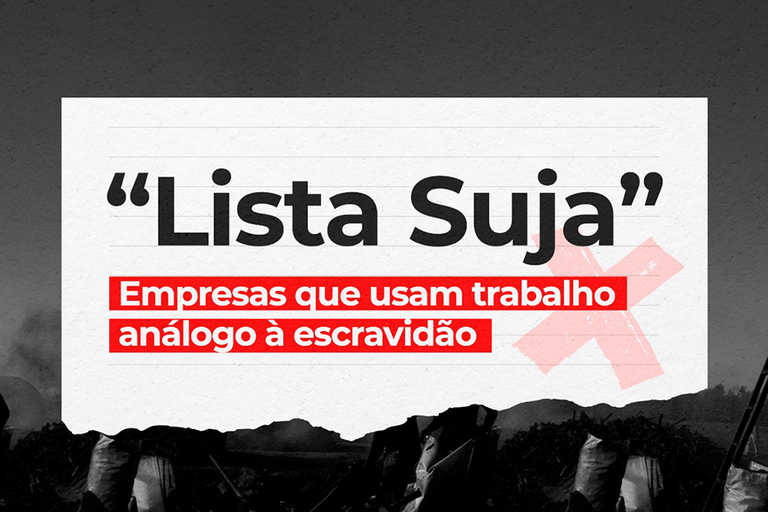 Arte com os dizeres: "Lista Suja" - Empresas que usam trabalho análogo à escravidão