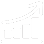 gráfico de barras com seta apontando para cima na direita (indicando crescimento)