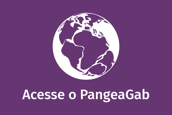 "Acesse o PangeaGab". Acima, ícone de planeta com continentes justapostos