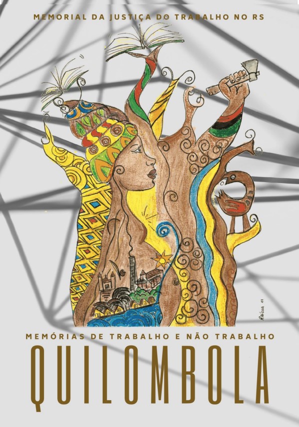 Capa Memórias de Trabalho e Não trabalho Quilombola com imagem de uma negra de turbante e com roupas afros coloridas