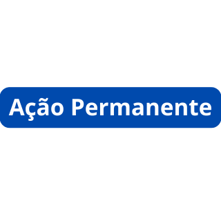 Botão retangular azul escuro com cantos arredondados, contendo o texto "Ação Permanente" escrito em letras brancas e em negrito.