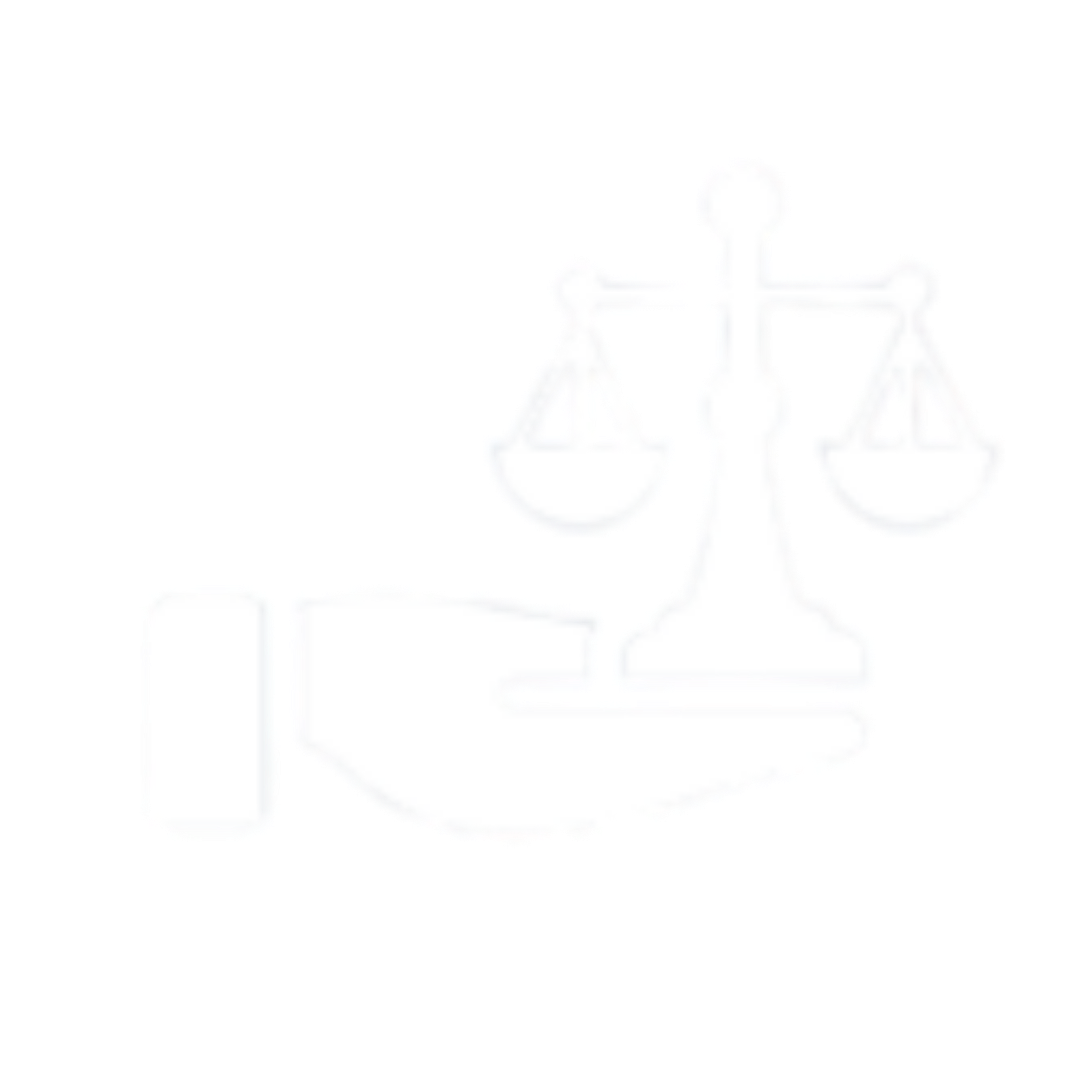 Ícone de uma mão estendida com uma balança da justiça sobre ela. 